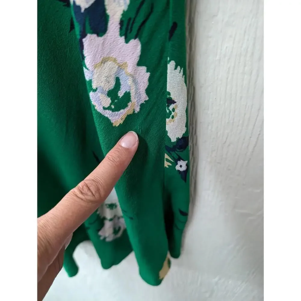 Free People Neon Garden Mini Dress Green Floral Preppy Dainty Women's Size 6